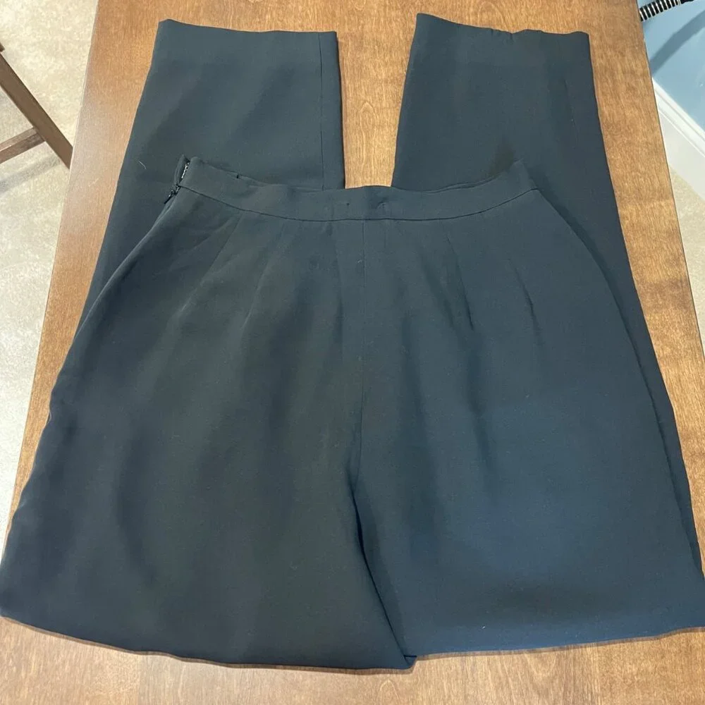 Vintage WORTH Pure Silk Dress Pants Women's Size 8 Black Fully Lined High Waist - Picture 13 of 13